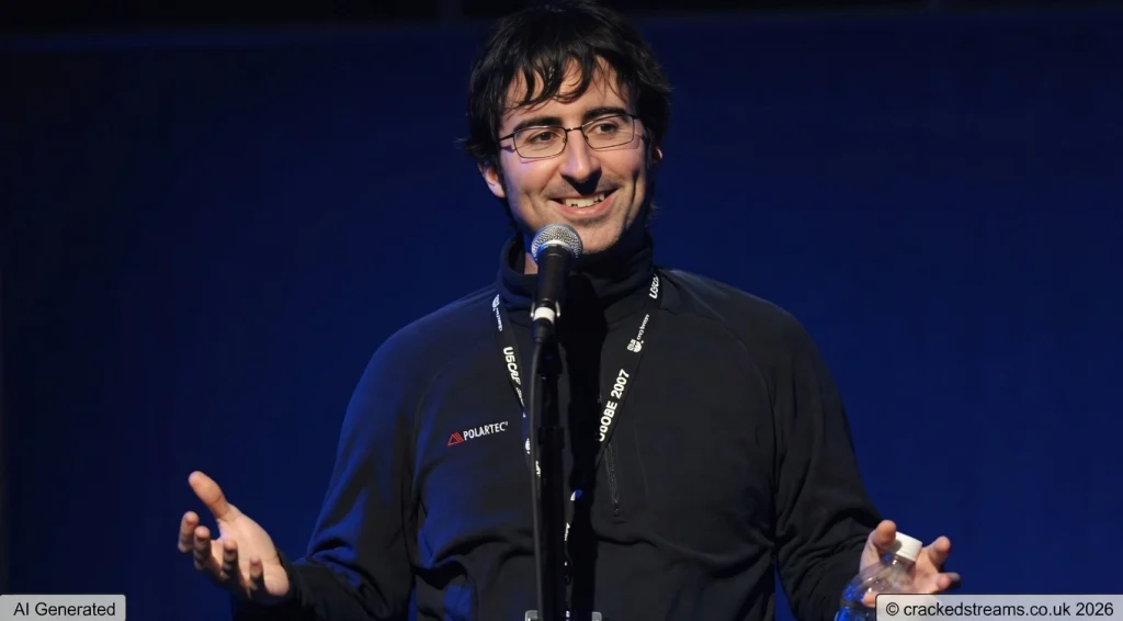 John Oliver performing during a comedy appearance